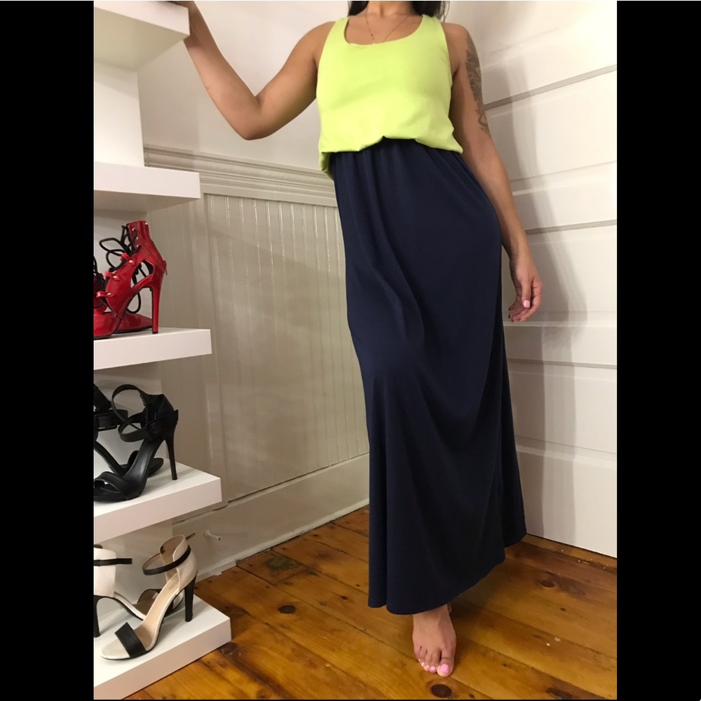 Lime Green/ Navy Maxi Dress
